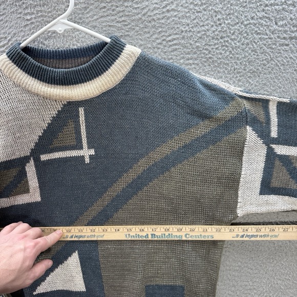 Vintage Private Club Sweater Adult Large Multicolor Geometric Knit Crewneck 90s - Picture 3 of 9